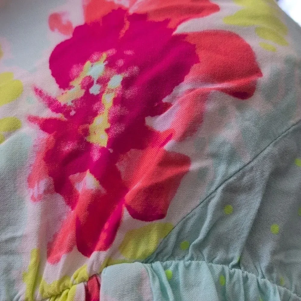 Cat & Jack Floral Tie Dye Print Long Summer Sundress Girls XL‎ Y2K